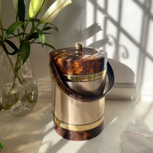 Vintage MCM Tortoiseshell and Gold Large Ice Bucket